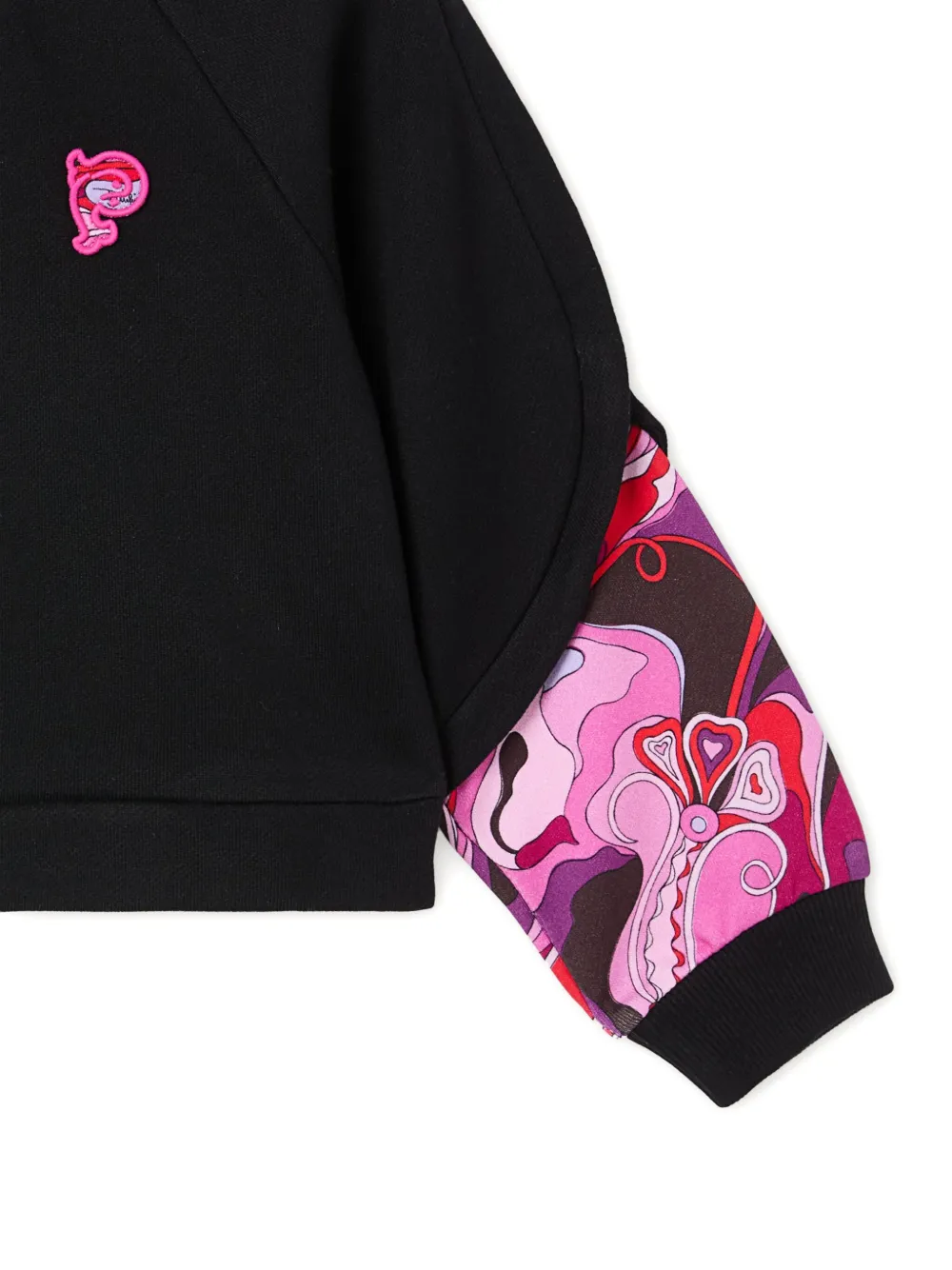 Pucci Junior Printed-sleeve Sweater In Black