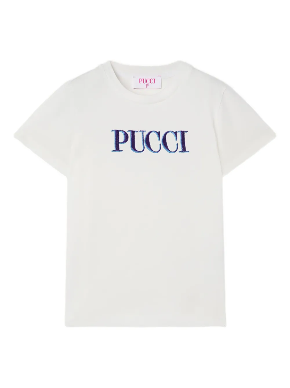 Pucci Junior Logo-embroidered T-shirt In White