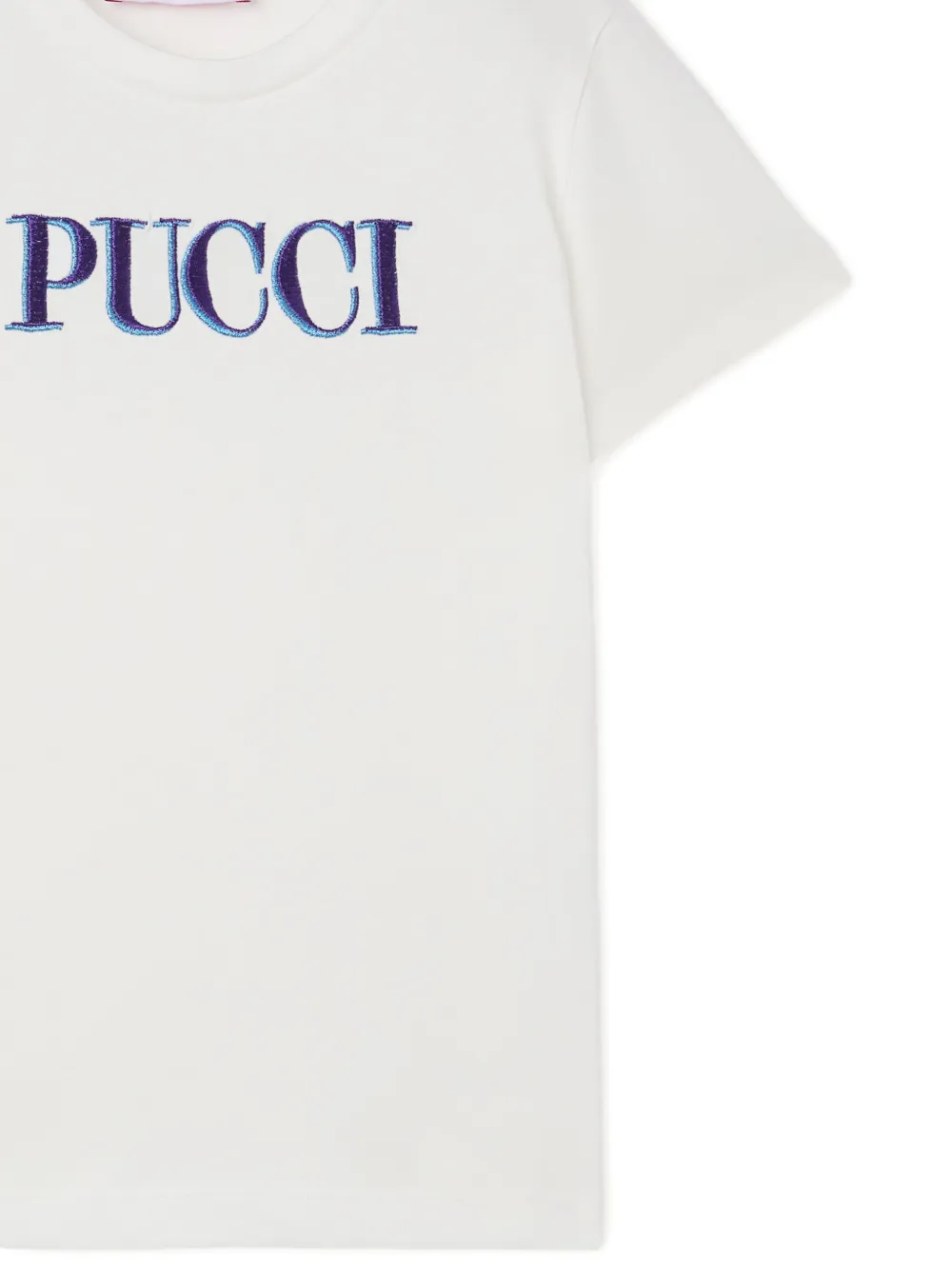 Pucci Junior Logo-embroidered T-shirt In White