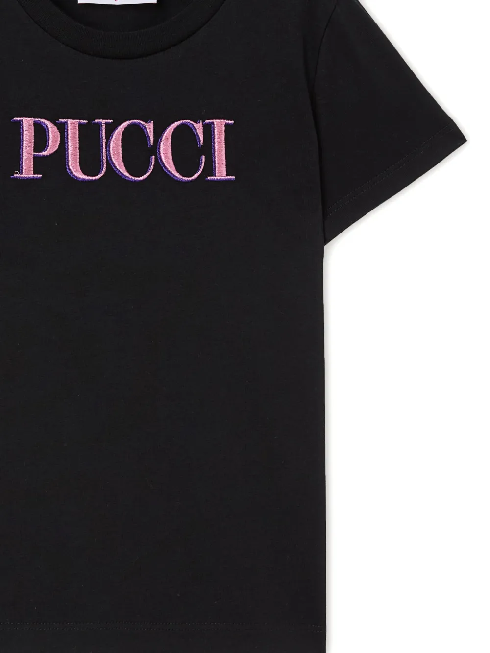 Pucci Junior Embroidered-logo T-shirt In Black