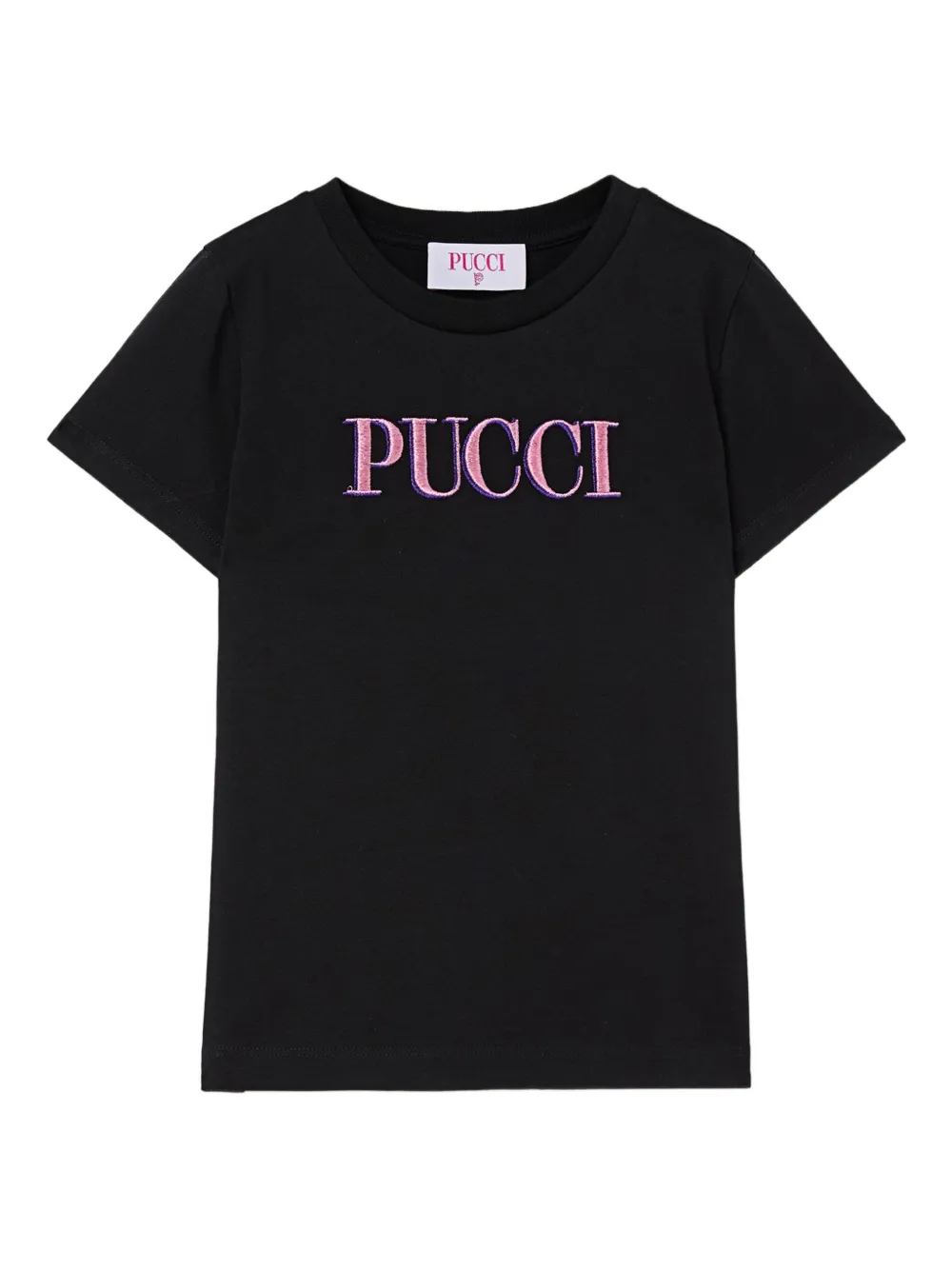 Pucci Junior Embroidered-logo T-shirt In Black