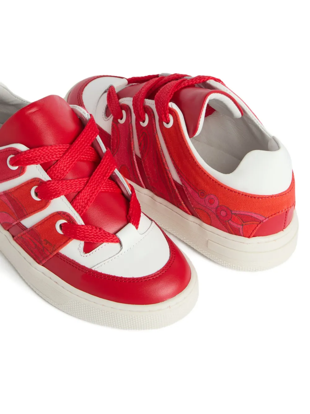 Pucci Junior Orchidee-print Sneakers In Red