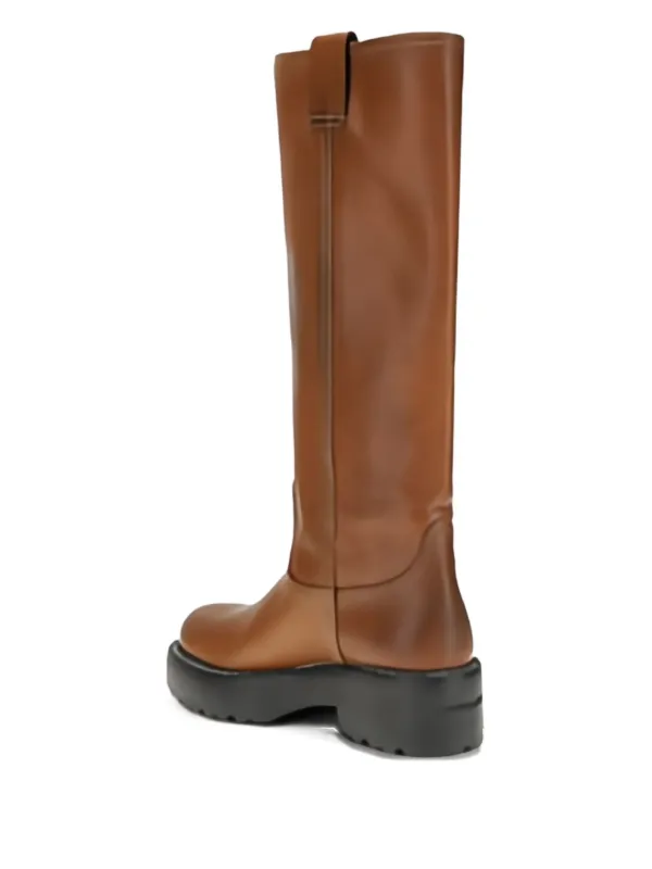 Miu Miu 55mm Platform lug-sole knee-high Boots | Brown | FARFETCH UK