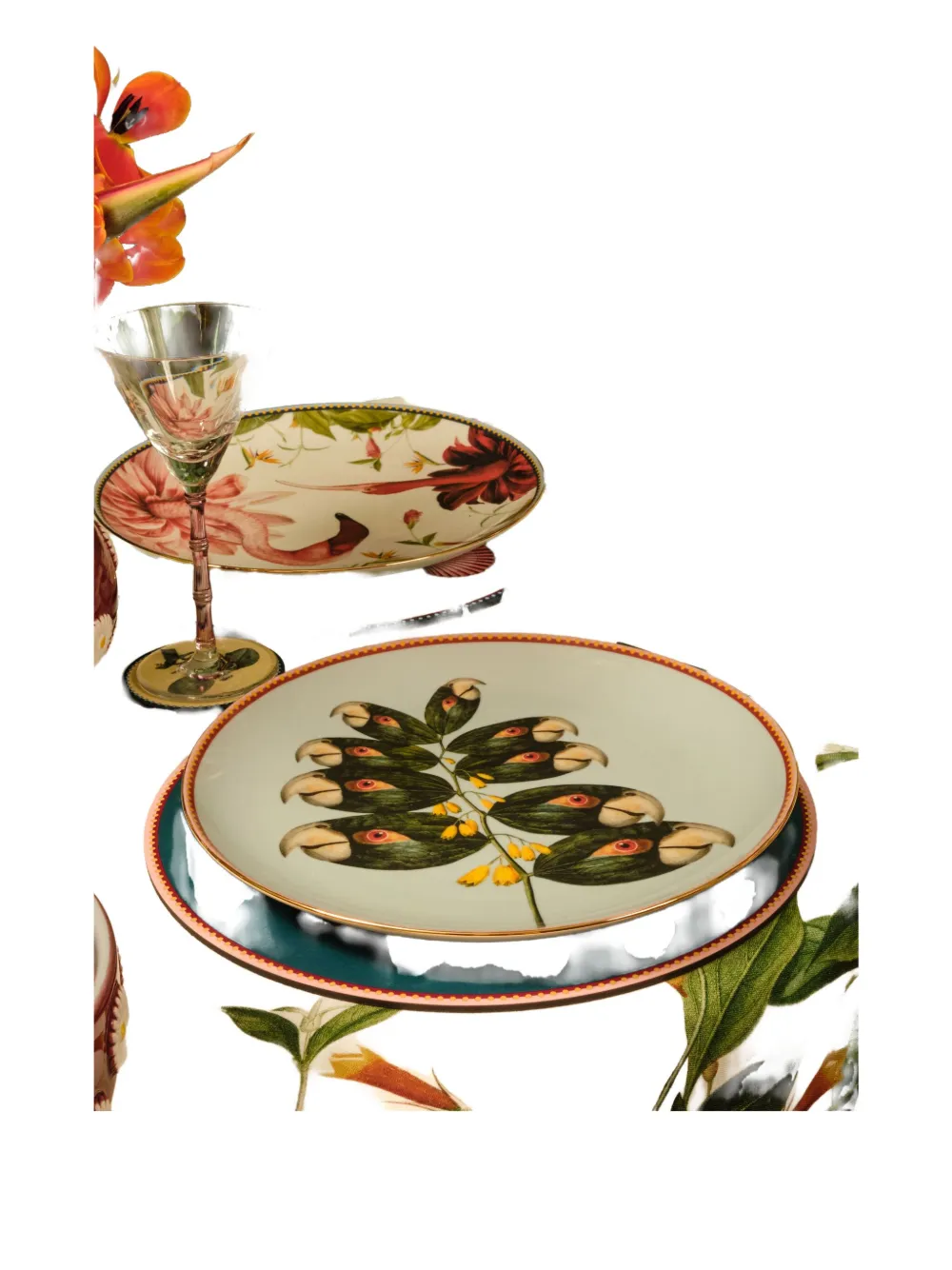 La Doublej Parrotstem Print Decorative Plate In Multi