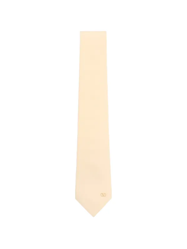 Valentino Garavani Silk Tie with Vlogo Signature Detail in Yellow