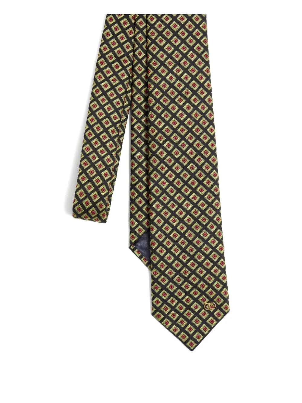 Valentino Garavani Chamber pattern jacquard Vlogo-plaque tie - Zwart