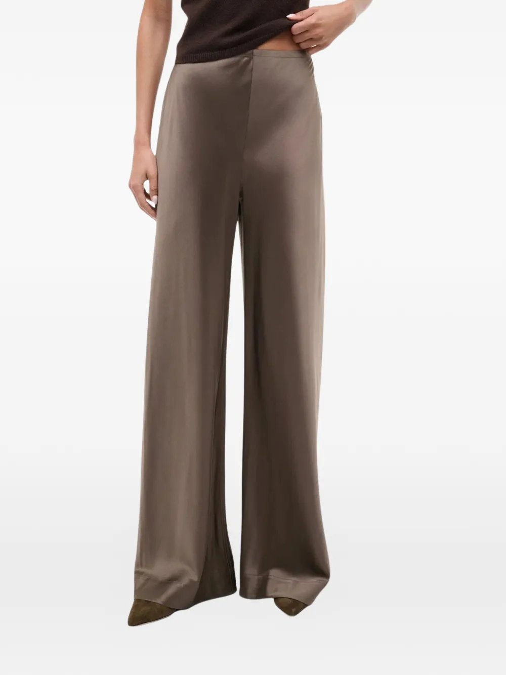 STAUD Stroll silk trousers Bruin
