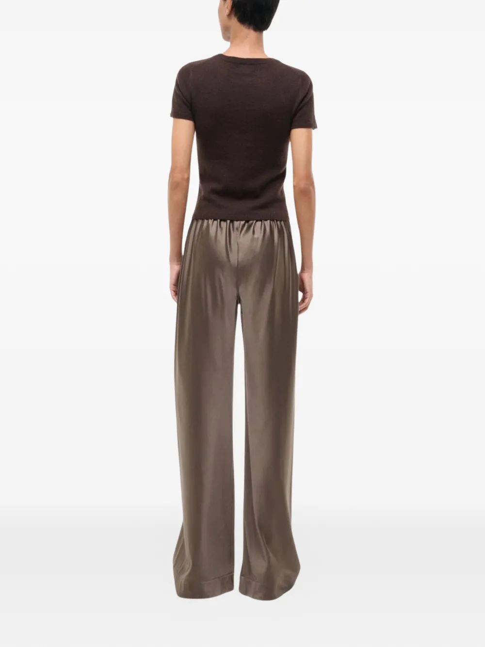 STAUD Stroll silk trousers Bruin