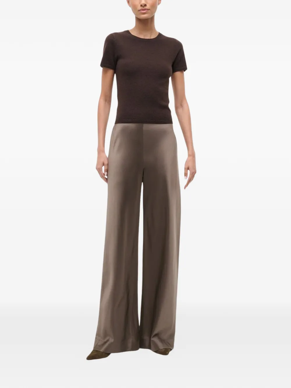 STAUD Stroll silk trousers - Bruin