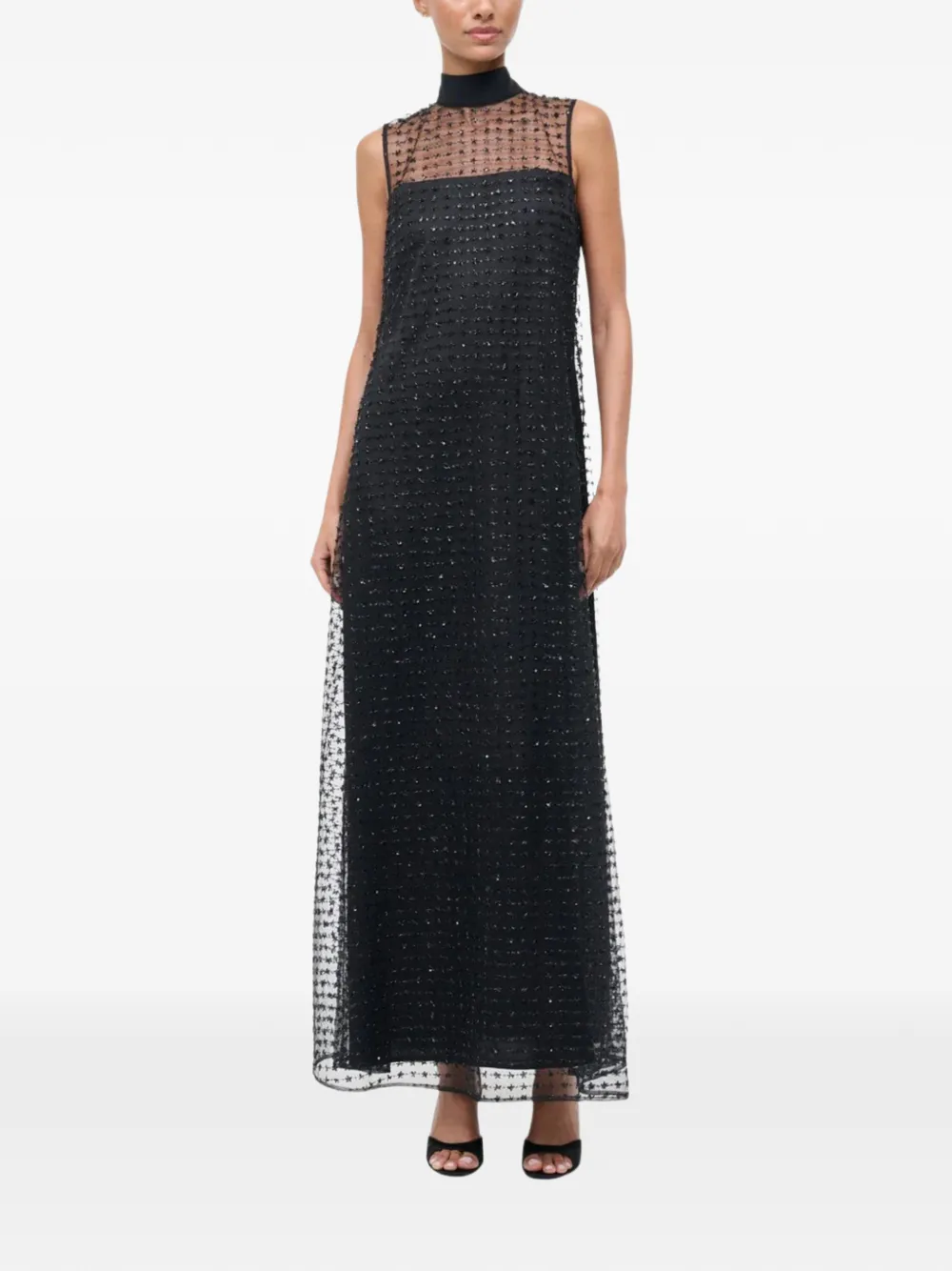 STAUD Albee turtleneck maxi dress - Zwart