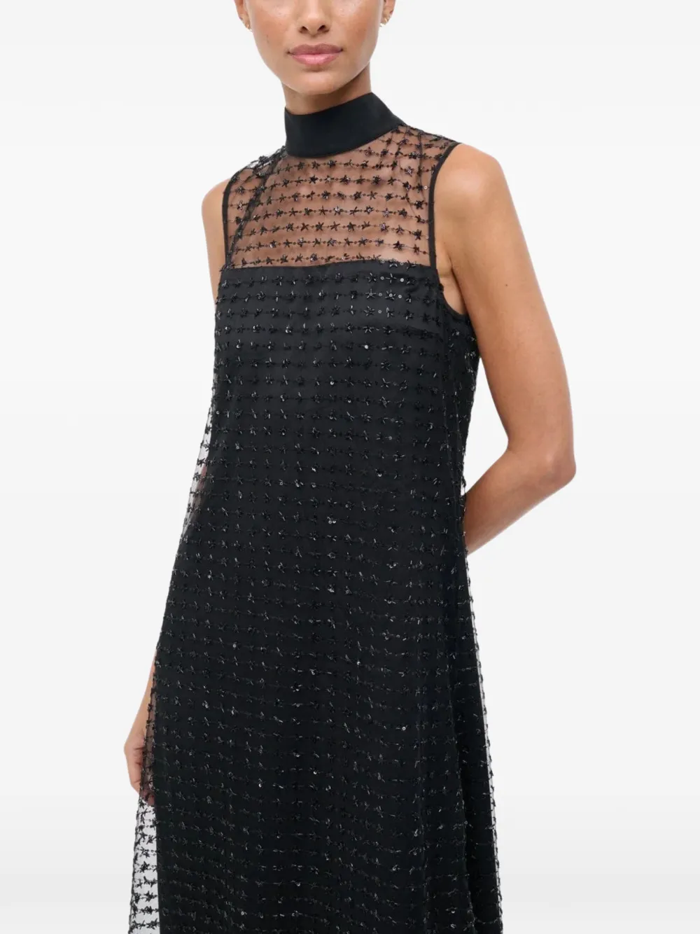 Staud Albee Turtleneck Maxi Dress In Black