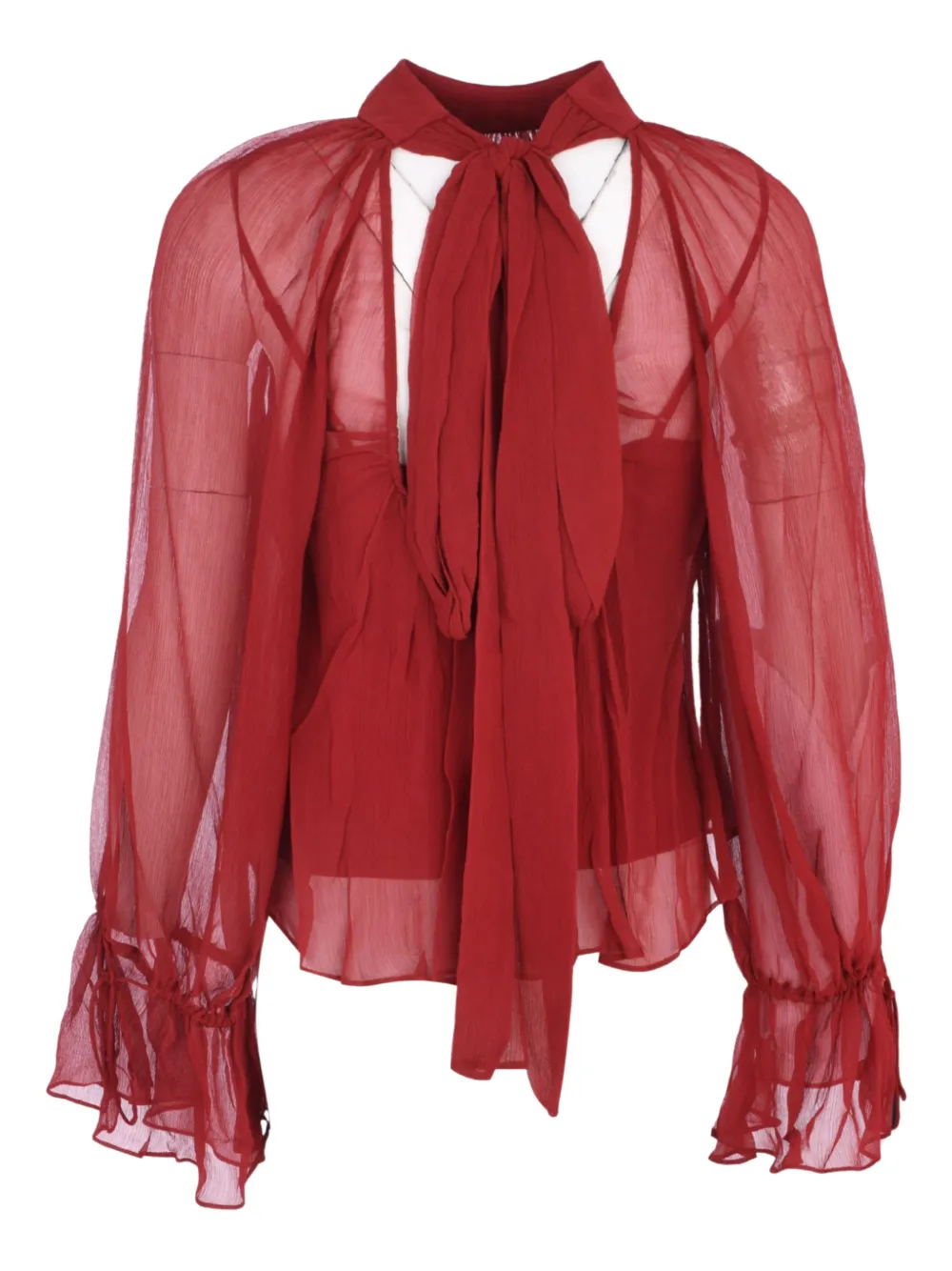 Staud Roux Ruffled Top In Red