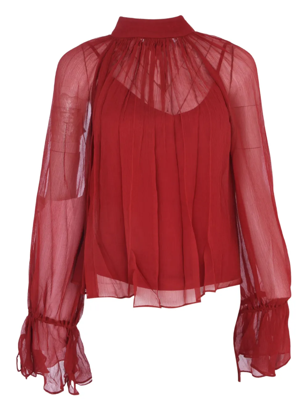 STAUD Roux ruffled top - Rood
