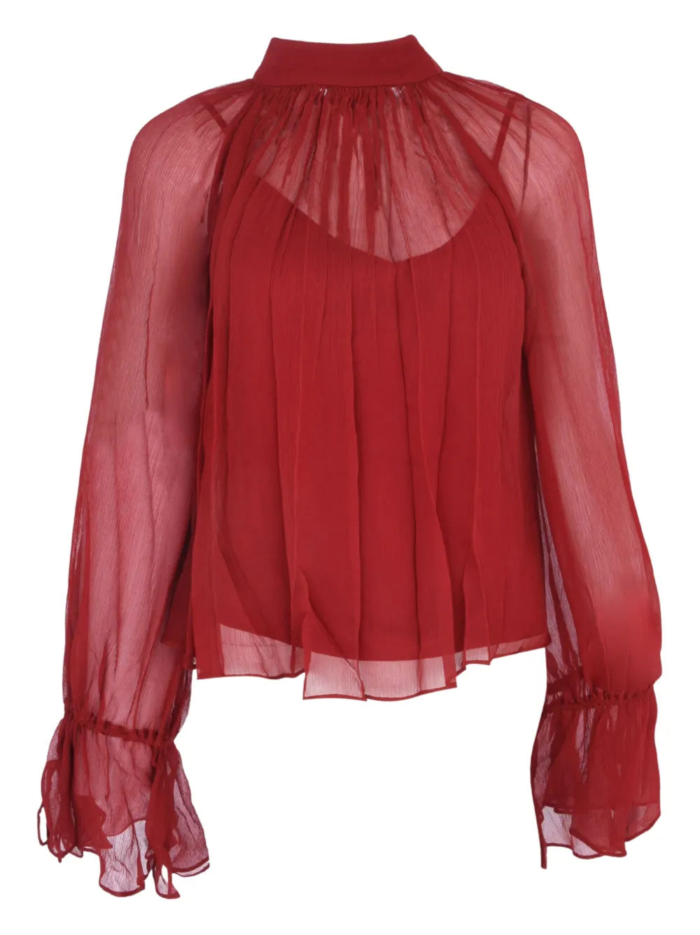 STAUD Roux ruffled top Rood