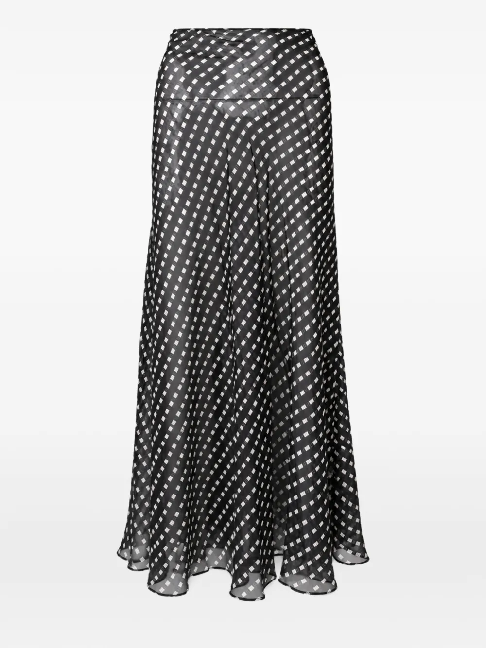 STAUD Velma geometric-print silk maxi skirt Zwart