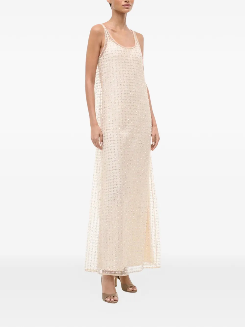 Staud Delfina Organic Cotton-blend Guipure Lace Maxi Dress In Neutral
