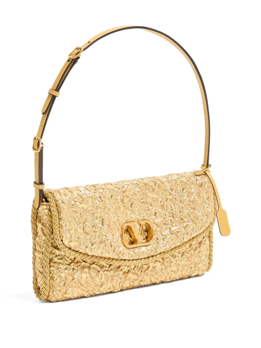 Valentino Small Devain Jacquard Shoulder Bag In Yellow