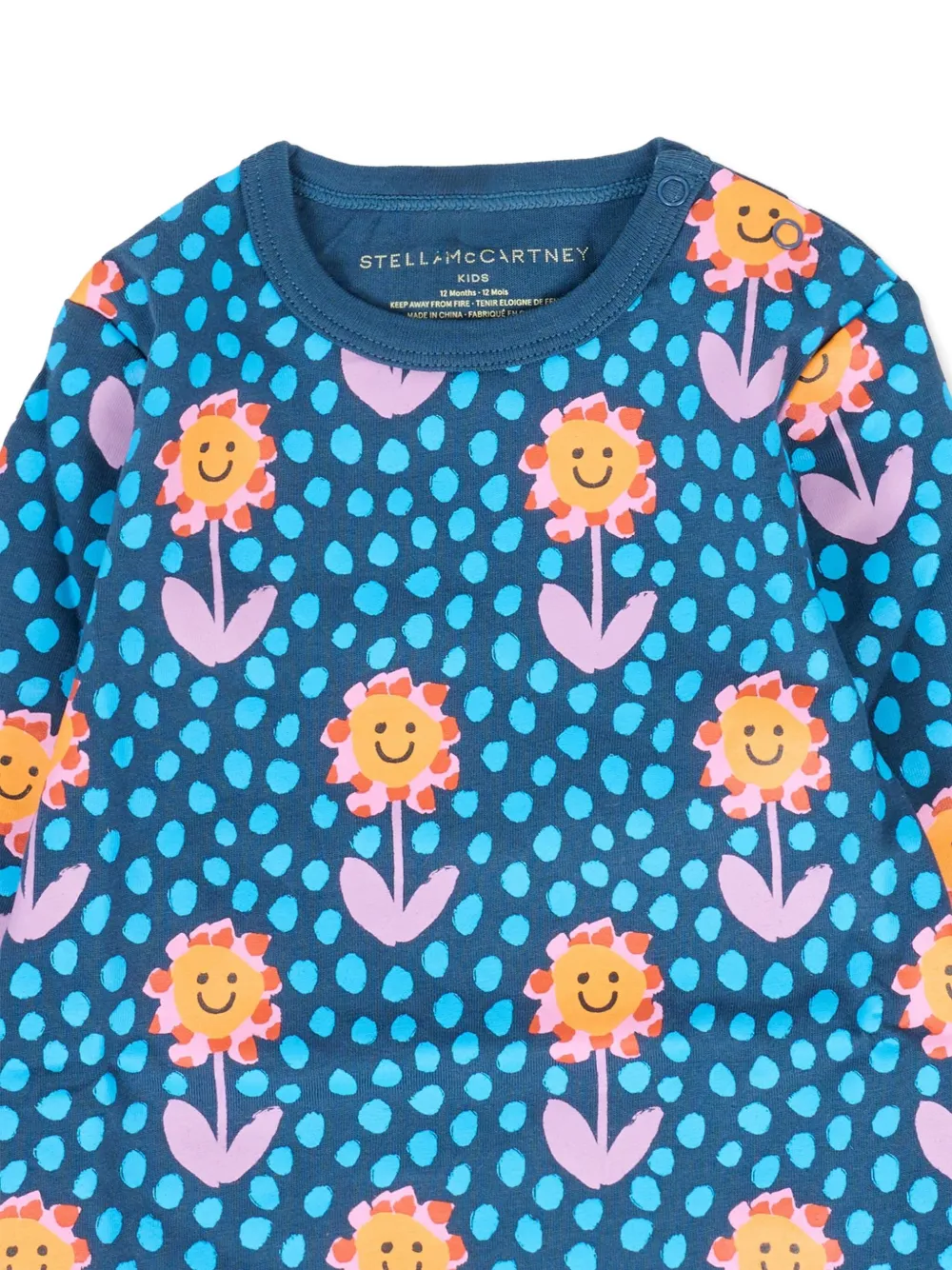 Stella McCartney Kids T-shirt met bloemenprint Blauw