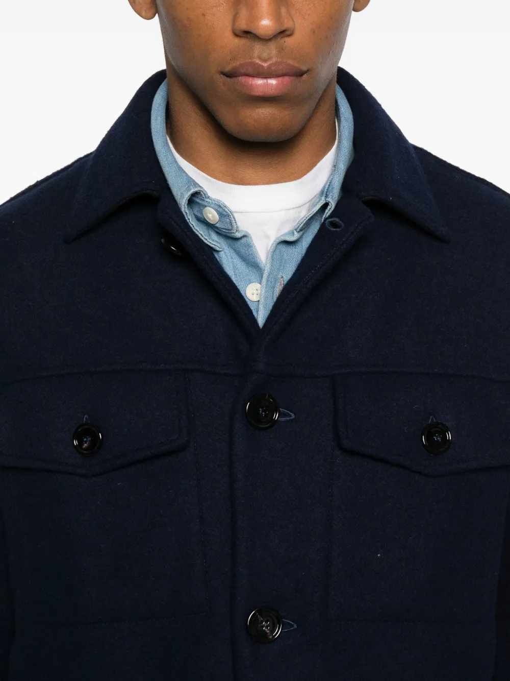 Dondup Button-up Overshirt In Blue