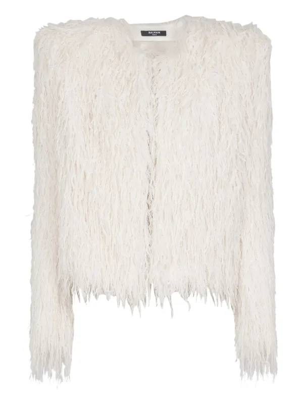 Balmain Fringed Jacket in White