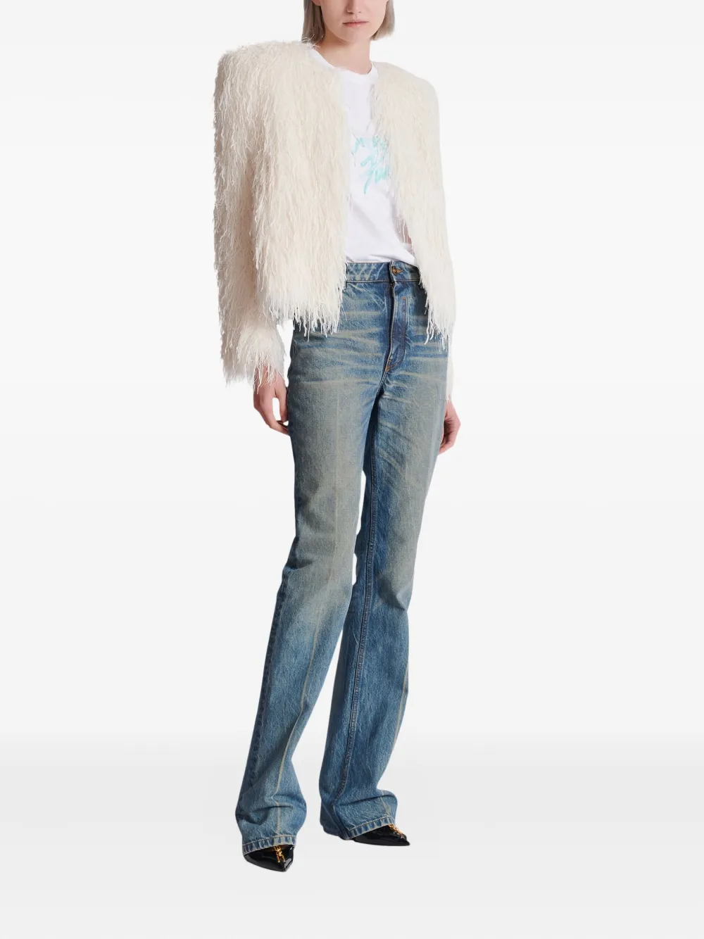  Balmain Fringed Jacket - White 