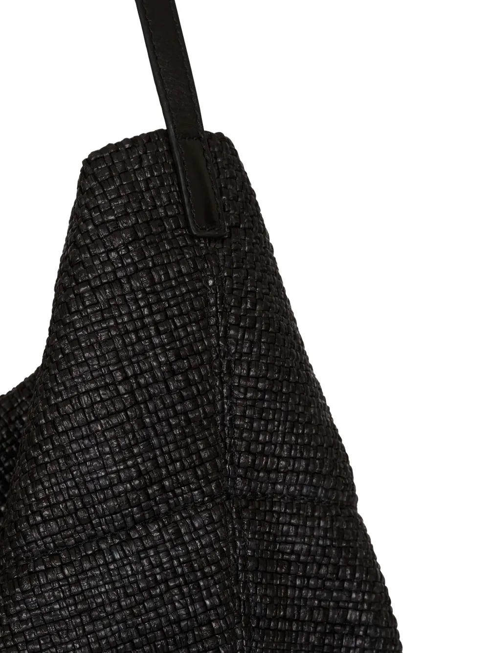 Balmain Track Tote Bag In Raffia And Calfskin In Black