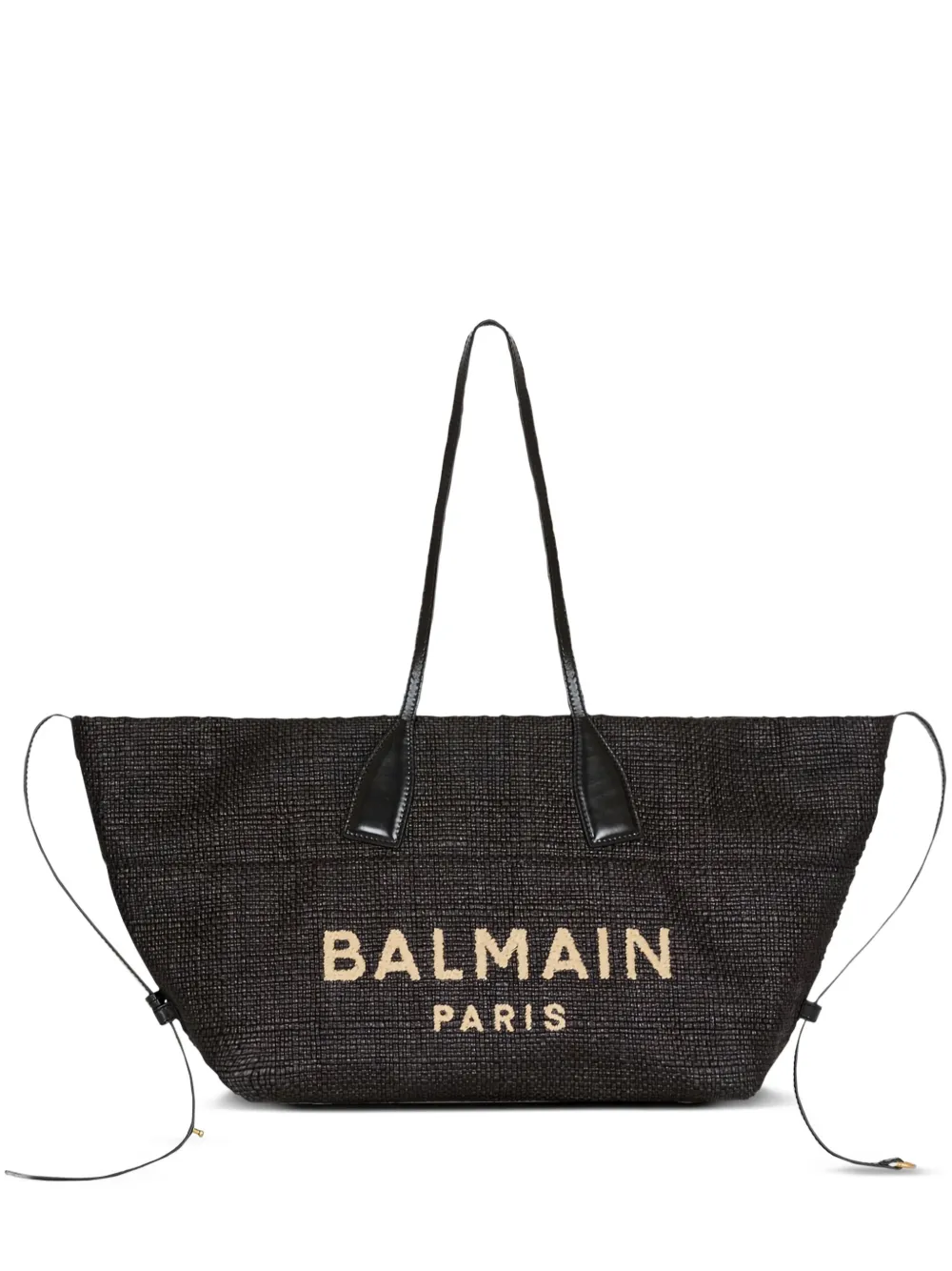 Balmain Track Logo-embroidered Tote Bag In Black