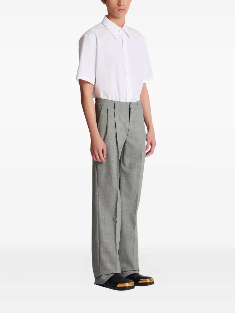 Balmain Prince-of-Wales wollen broek Grijs