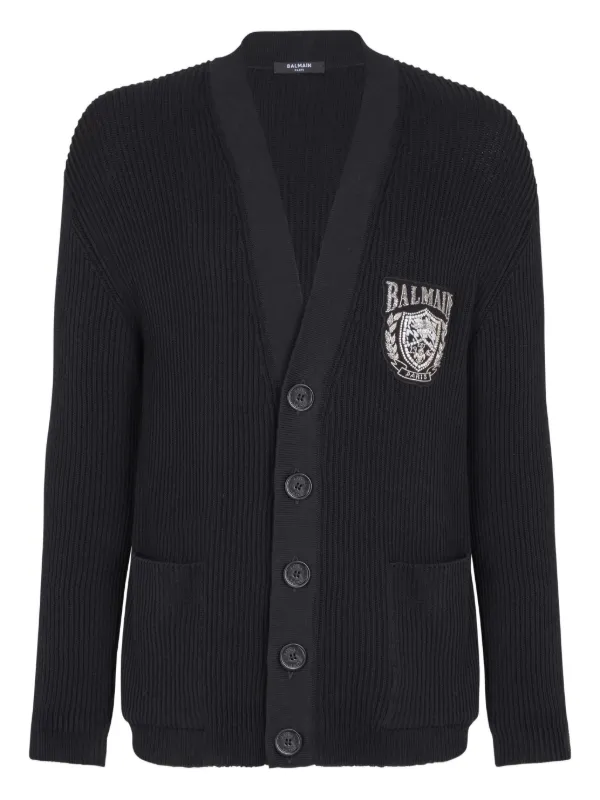 Balmain  ウールニット　カーディガン Balmain Vネック カーディガン | ブラック | FARFETCH JP