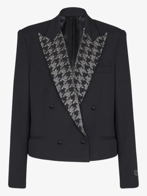 Balmain blazer con doble botonadura y detalle de cristal