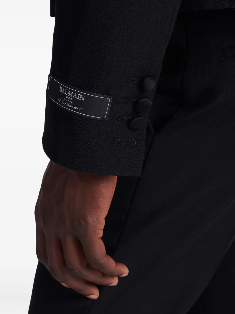 Balmain Crystal-embellishment Double-breasted Blazer In Black