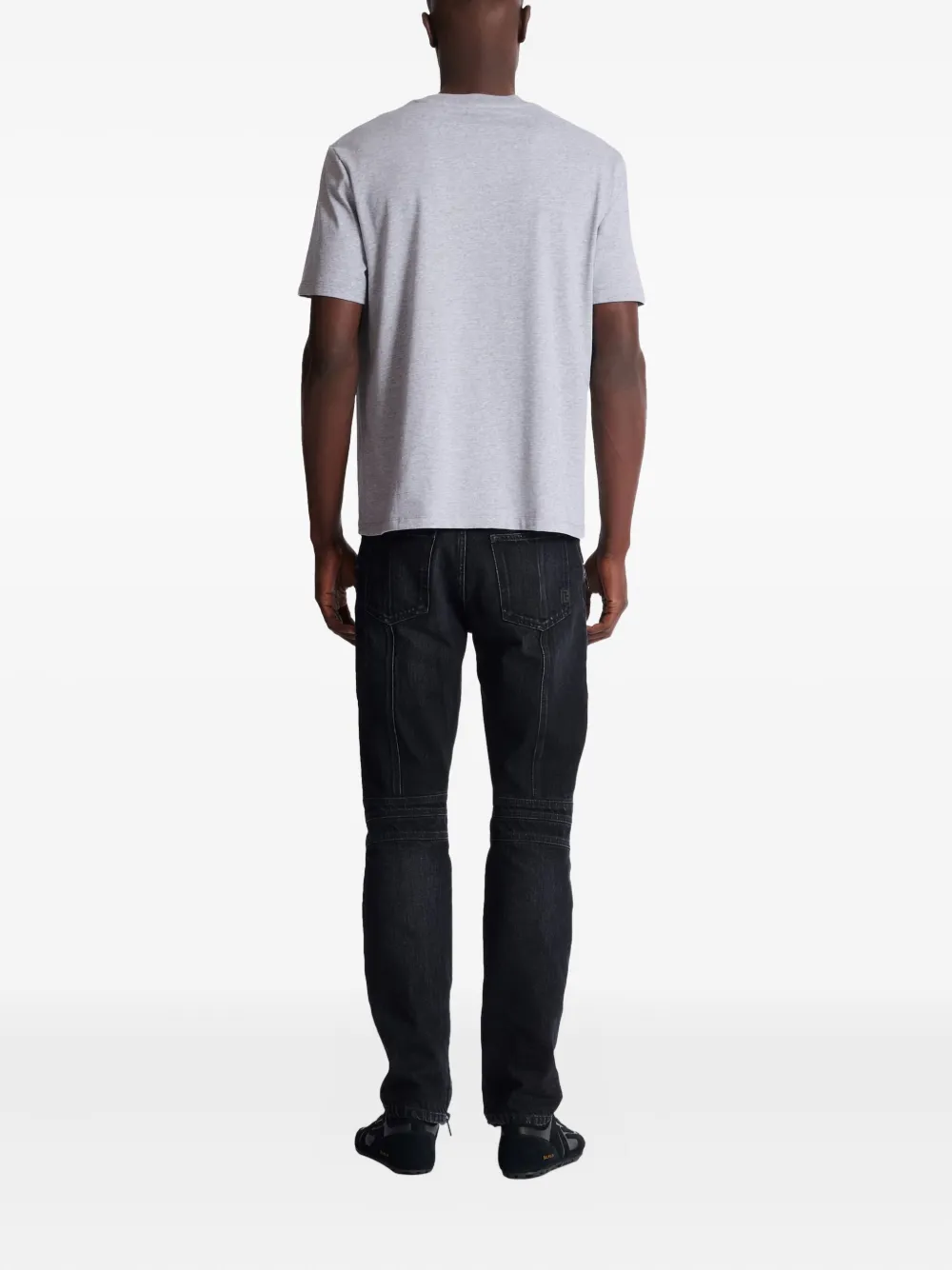 Balmain Printed Cotton T-shirt In Gray