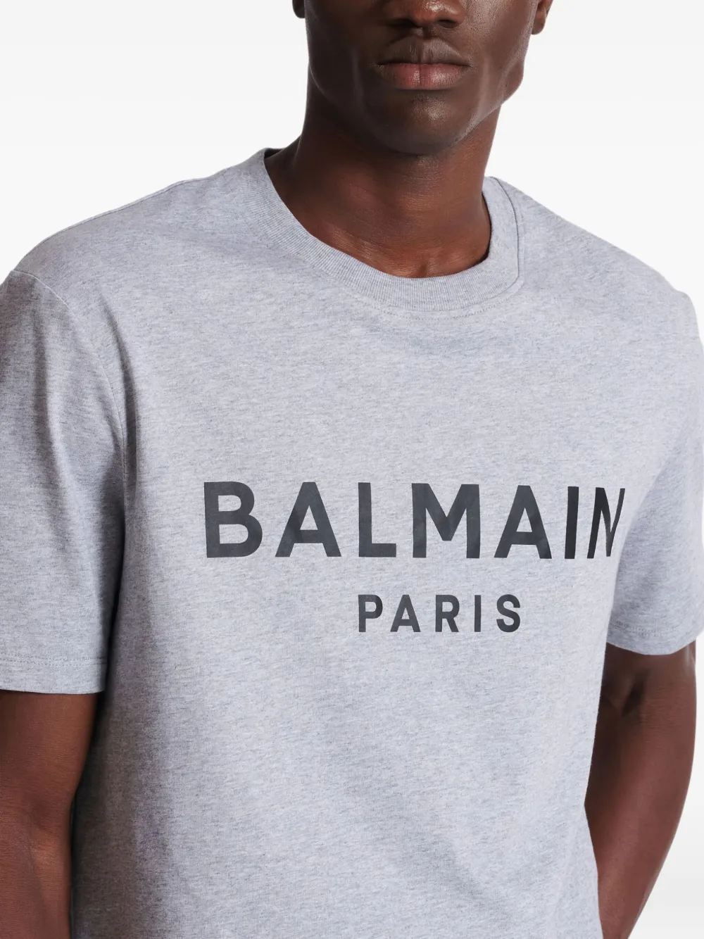 Balmain Printed Cotton T-shirt In Gray
