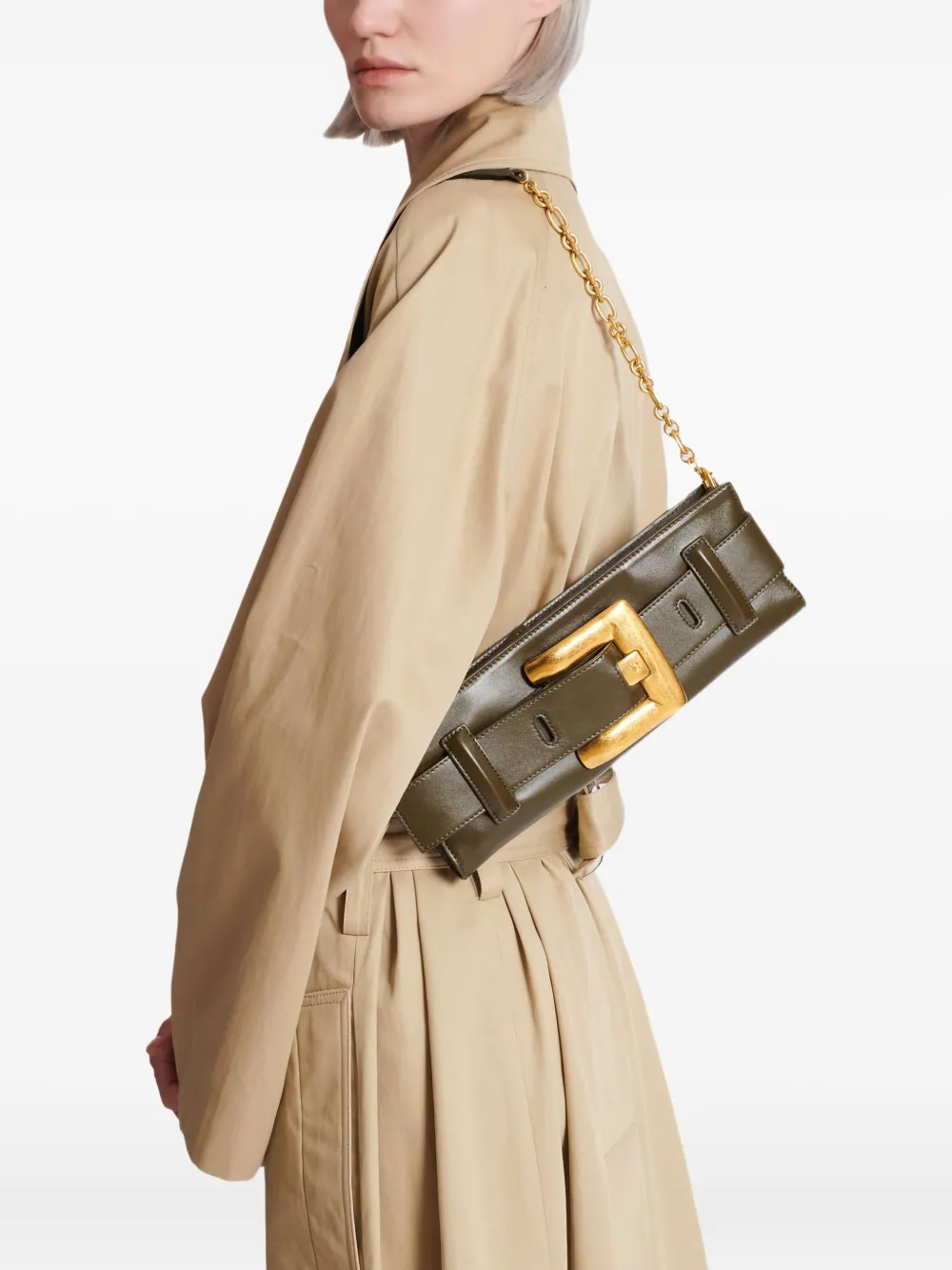 Balmain Anthem leren clutch - Groen