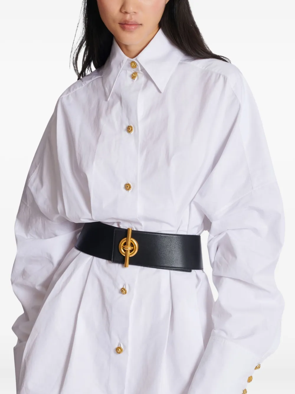 Balmain T-bar Leather Belt In Black