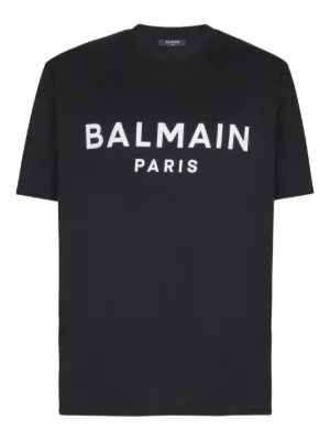 Balmain logo-print Cotton T-shirt | Black | FARFETCH PT