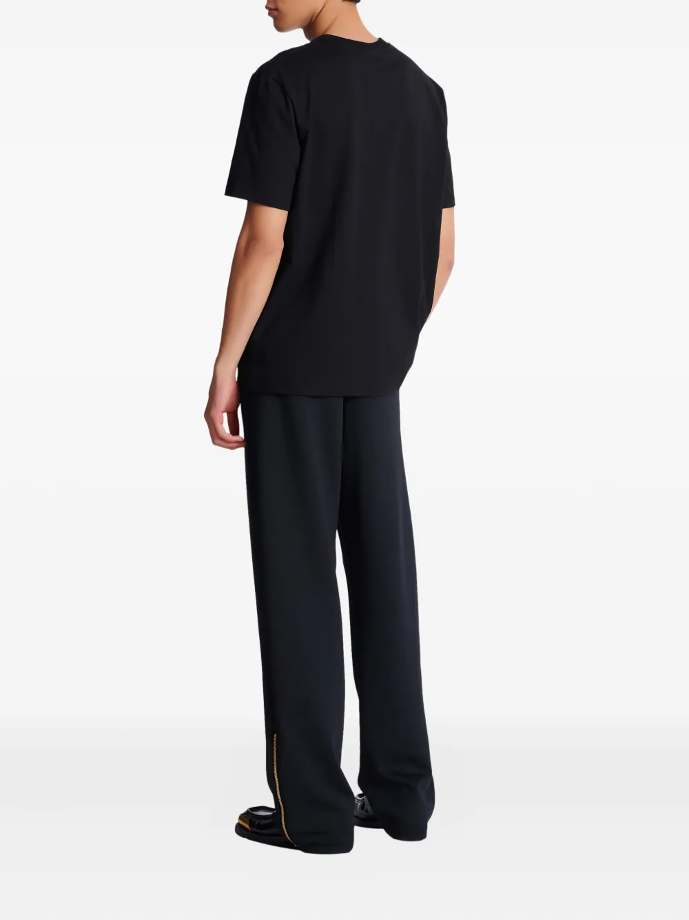 Balmain Crew Neck Nylon Silk Short Sleeve Top In Multi