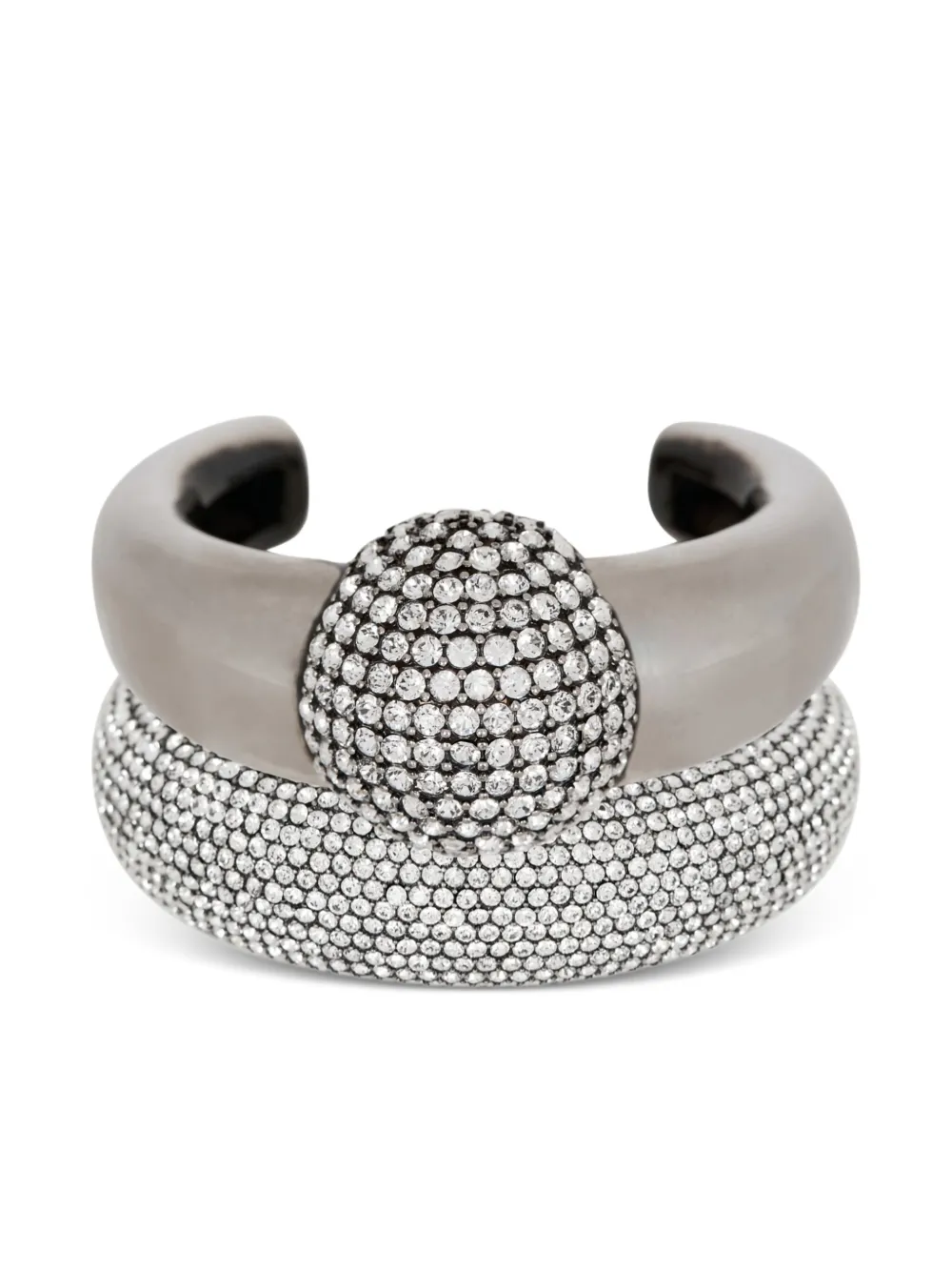 Balmain Rhinestone-embellished Bangles Set In Metallic