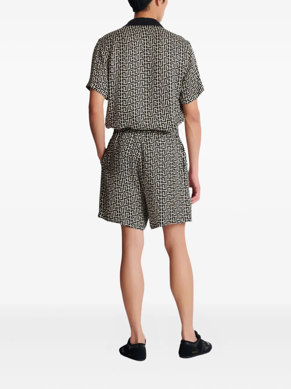 Balmain Zwembroek met monogram-patroon Zwart