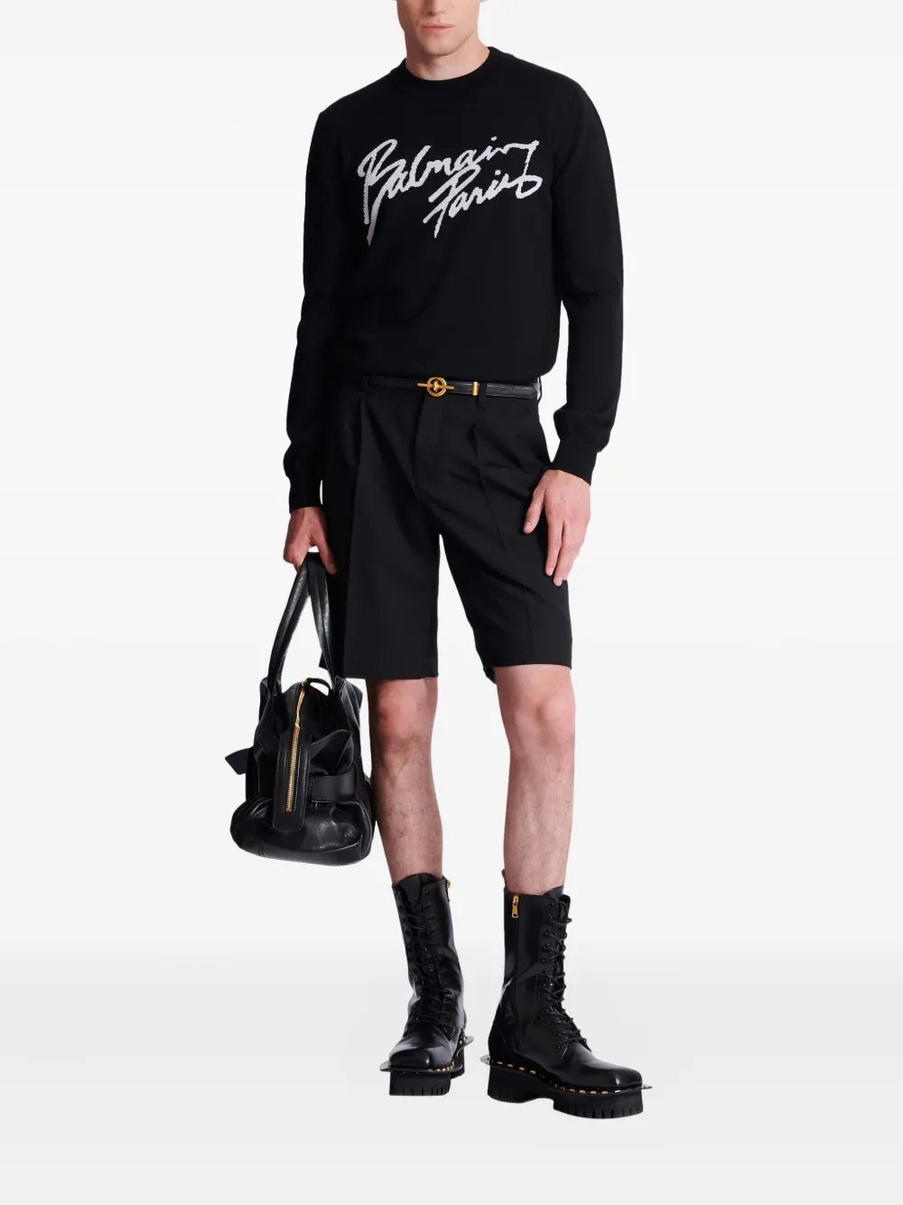 Balmain Wollen trui met ronde hals - Zwart