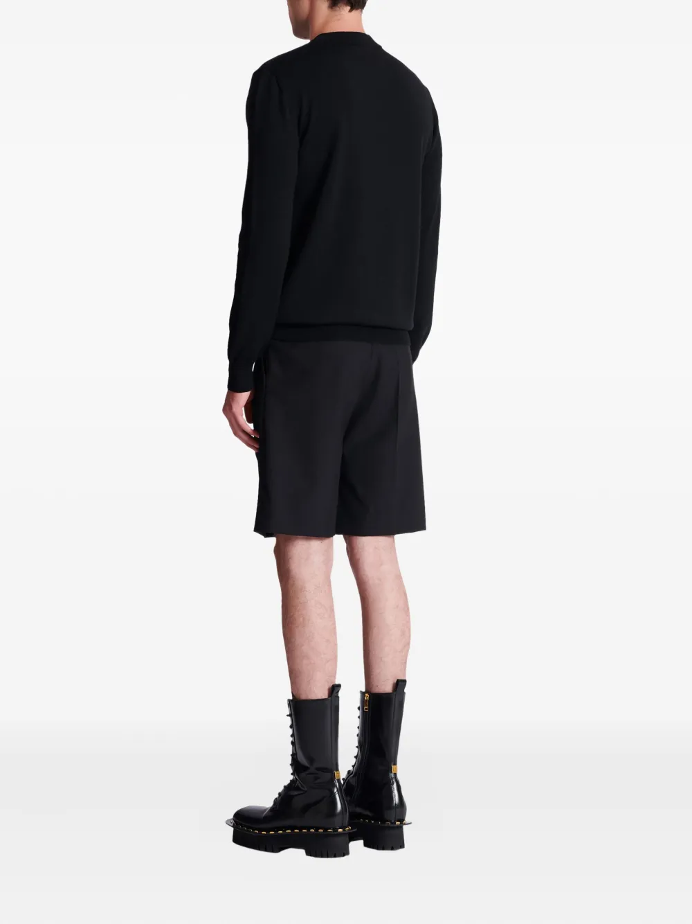 Balmain Paris Logo Intarsia Merino Wool Blend Sweater In Multi