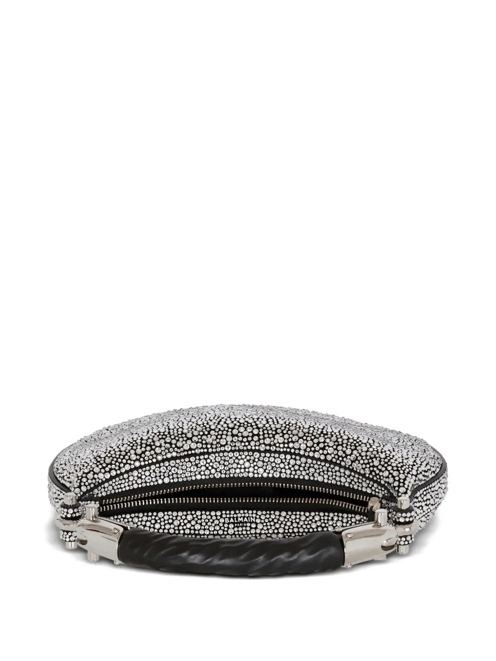 Balmain Ebene suède mini-shopper met kristallen Zilver