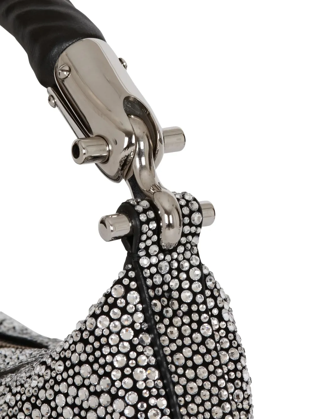 Balmain Ebene suède mini-shopper met kristallen Zilver