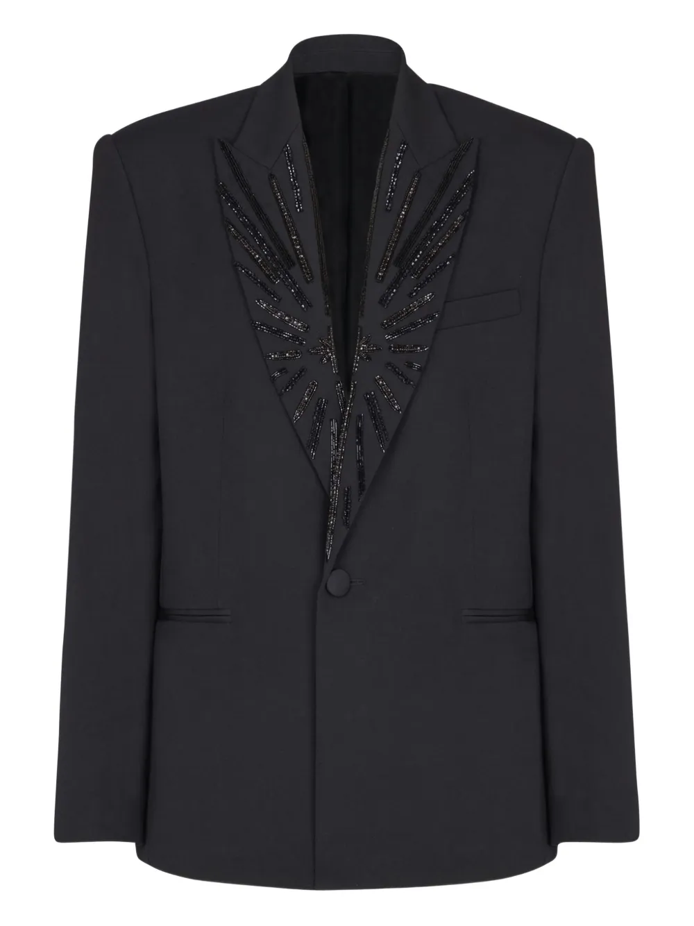 Balmain beaded-lapel single-breasted blazer | Black | Image 1