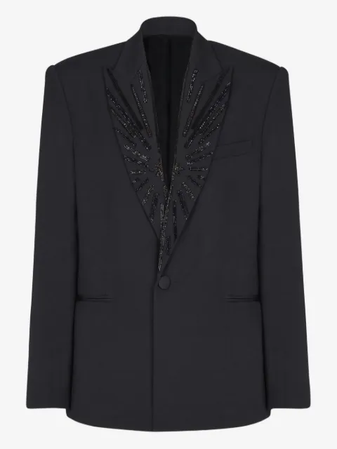 Balmain enkelknäppt blazer med pärlat slag