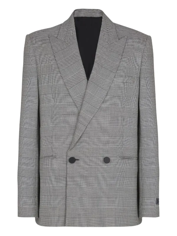 Balmain Prince-of-wales Double-breasted Blazer in Grey