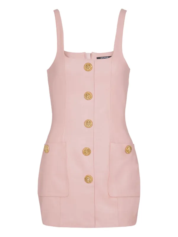 Balmain button-embellished Leather Mini Dress | Pink | FARFETCH HK Balmain button-embellished Leather Mini Dress | Pink | FARFETCH HK
