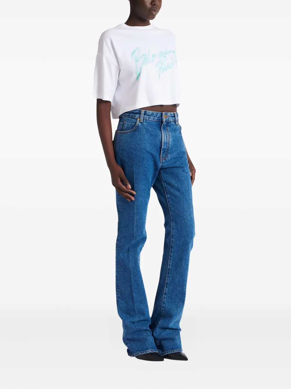 Balmain Flared-leg Jeans In Blue