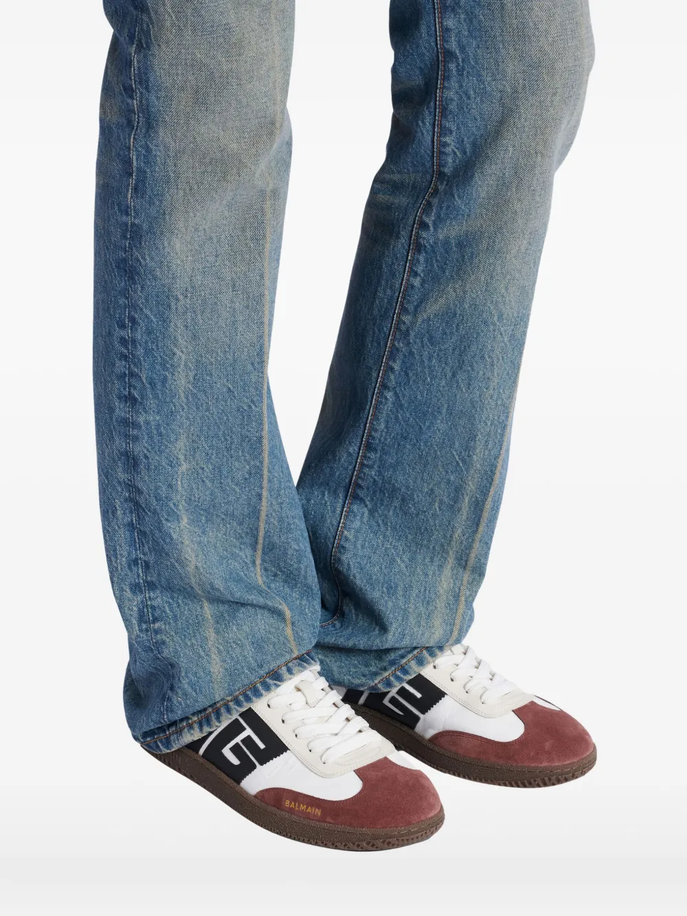 Balmain Suède sneakers met logo Wit