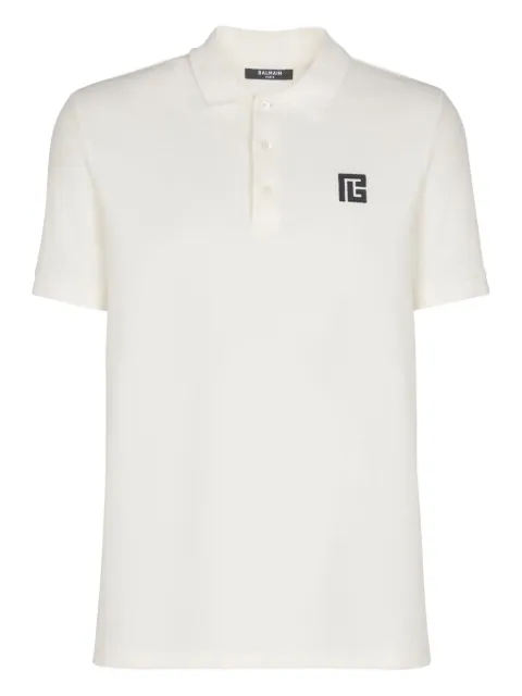 Balmain PB logo-embroidered cotton polo shirt